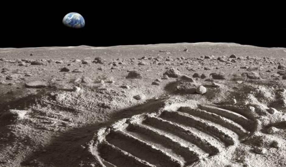 Una de las huellas humanas en la superficie lunar. (Foto: NASA)