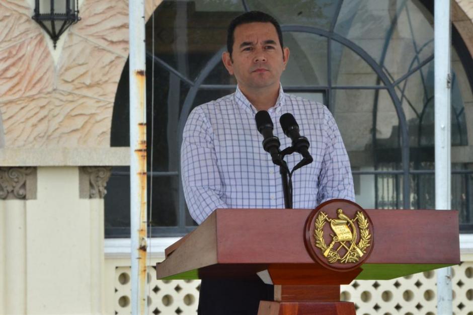 El presidente de Jimmy Morales durante la conferencia de prensa por caravana migrante. (Foto: Jesús Alfonso/Soy502)&nbsp;