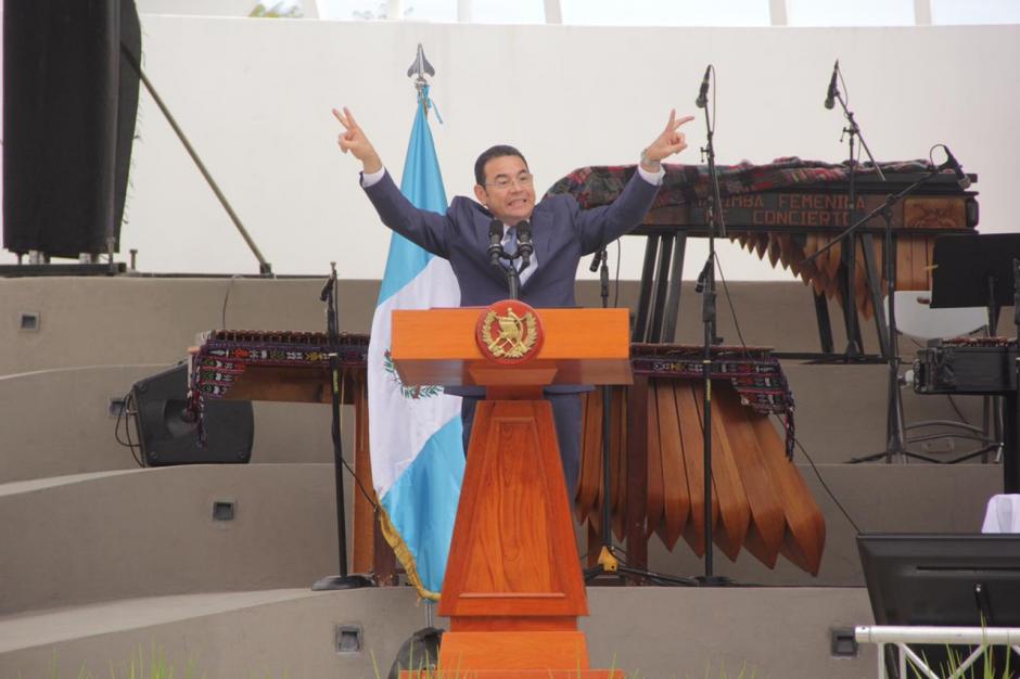 El presidente Jimmy Morales participó en la inauguración del Instituto Nacional de la Marimba. (Foto: Fredy Hernández/Soy502)