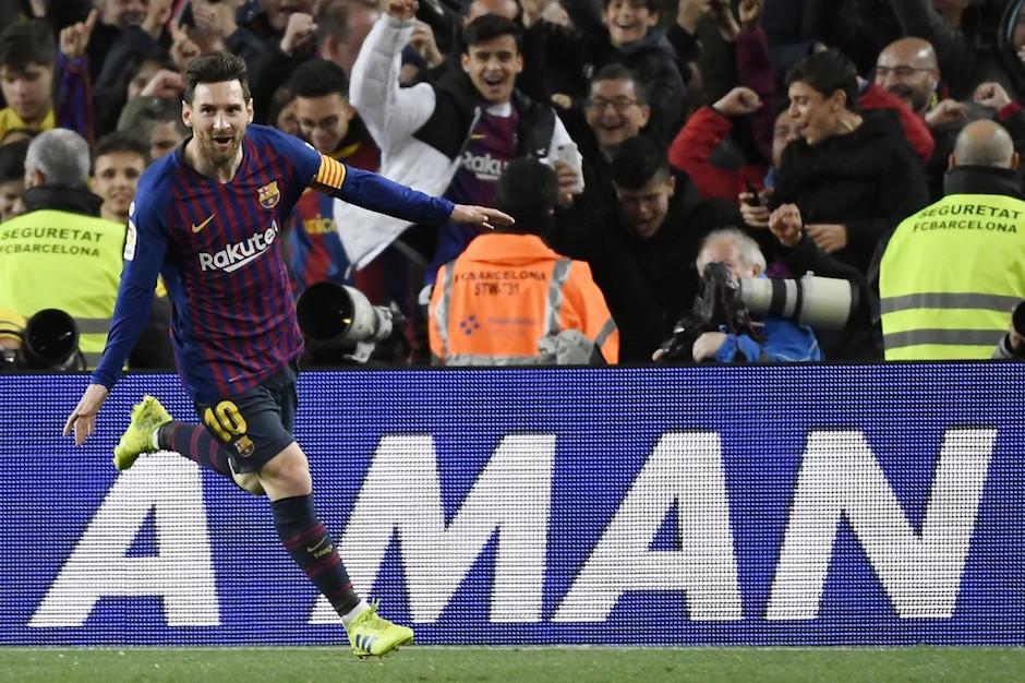 Messi celebra la segunda anotación del Barcelona ante el Atlético de Madrid. (Foto: AFP)