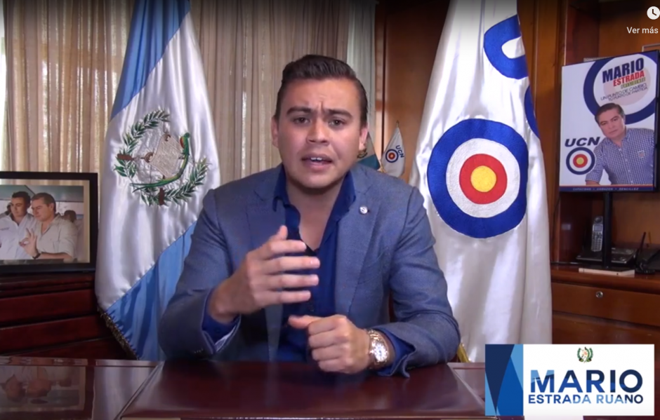 Mario Estrada Ruano, hijo del candidato a la presidencia Mario Estrada, convocó a las bases del partido UCN de Jalapa. (Foto: Captura de pantalla)