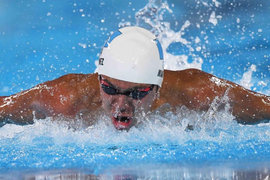 Luis Carlos Martínez ganó medalla de plata para Guatemala en los 100 metros mariposa de los Juegos Panamericanos Lima 2019. (Foto: AFP)