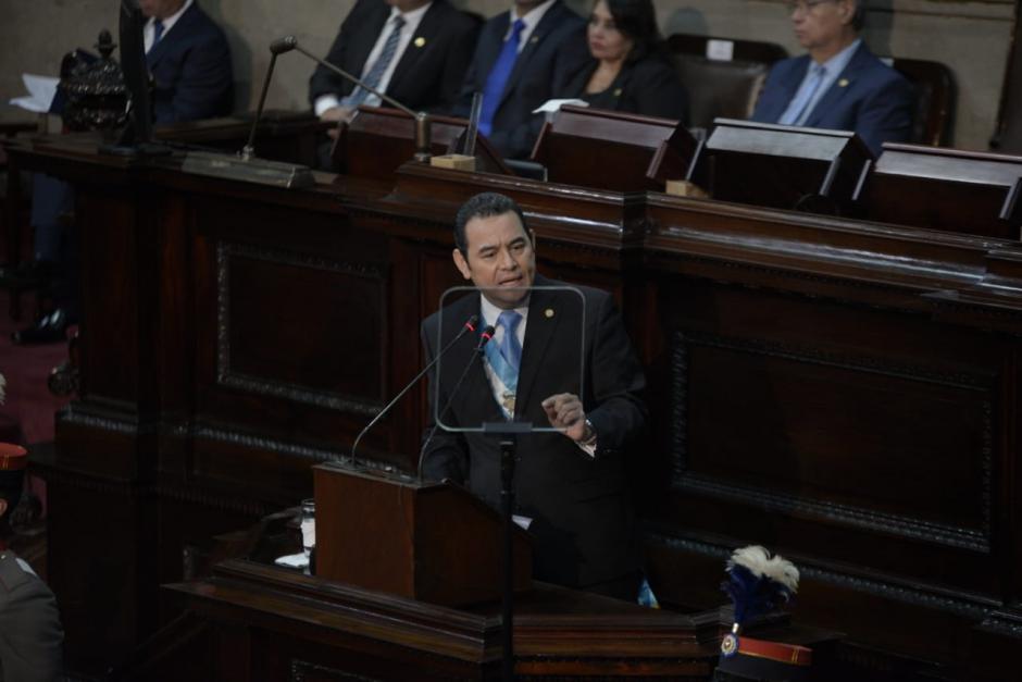 El Presidente Jimmy Morales presentó el tercer informe sobre su Gobierno. (Foto: Wilder López/Soy502)