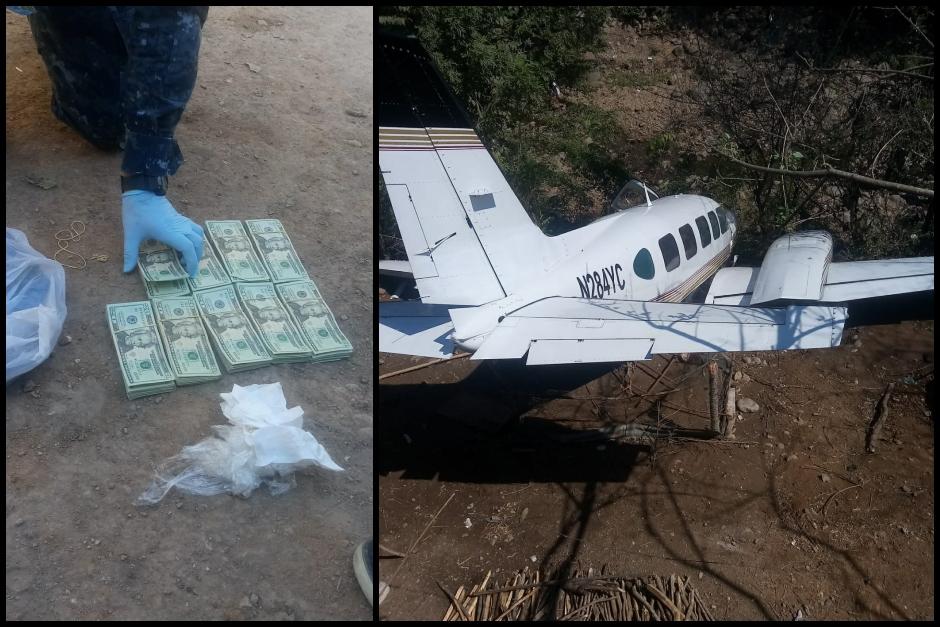 En la avioneta accidentada este lunes en Chiquimula se encontraron 40 mil dólares. Ninguna persona fue localizada. (Fotos: MP)&nbsp;