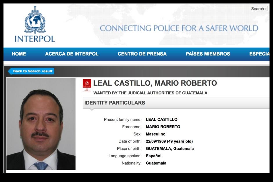 Mario Leal, excandidato a vicepresidente por el partido UNE, ya aparece en la lista de los más buscados de la Interpol. (Foto: Interpol)&nbsp;