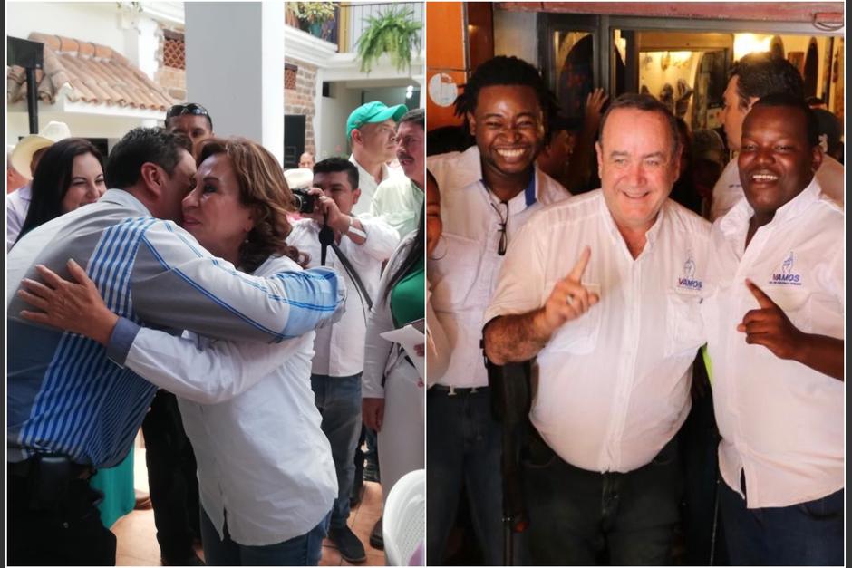 Sandra Torres, candidata de la UNE, y Alejandro Giammattei, de partido Vamos, publicaron fotografías de sus giras. (Foto: Soy502)