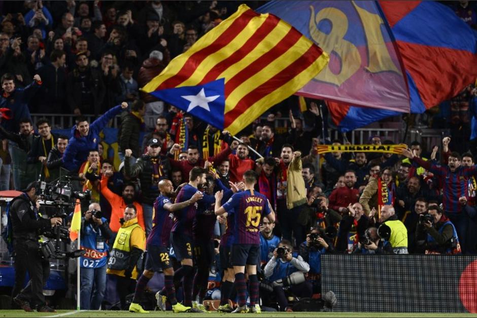 Así fue la celebración del Barcelona en su clasificación en Champions League. (Foto: AFP)