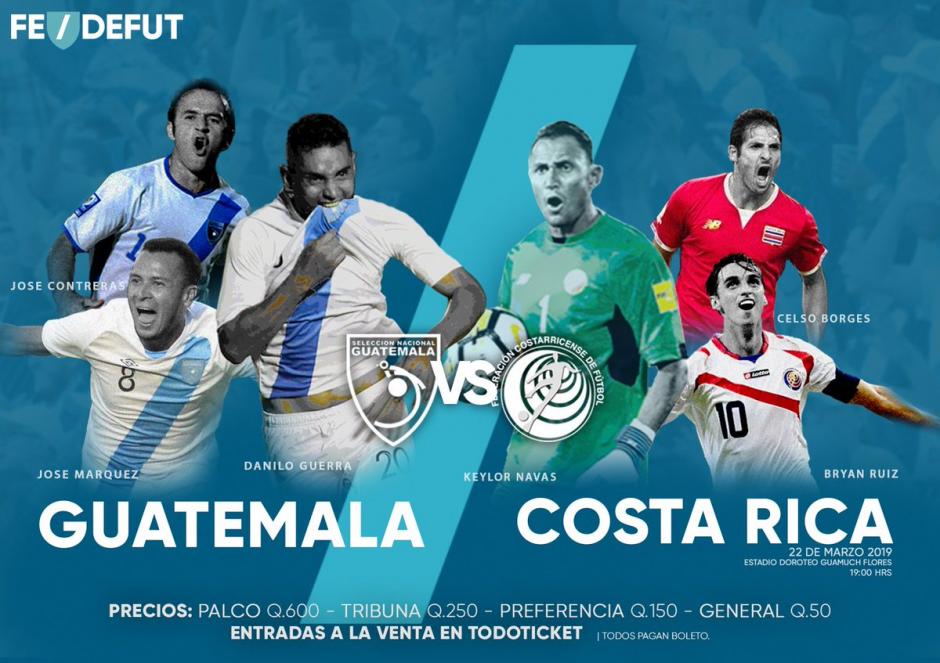 La Fedefutbol anuncia que ya vendió 10 mil boletos para el juego Guatemala - Costa Rica. (Foto: Fedefut)