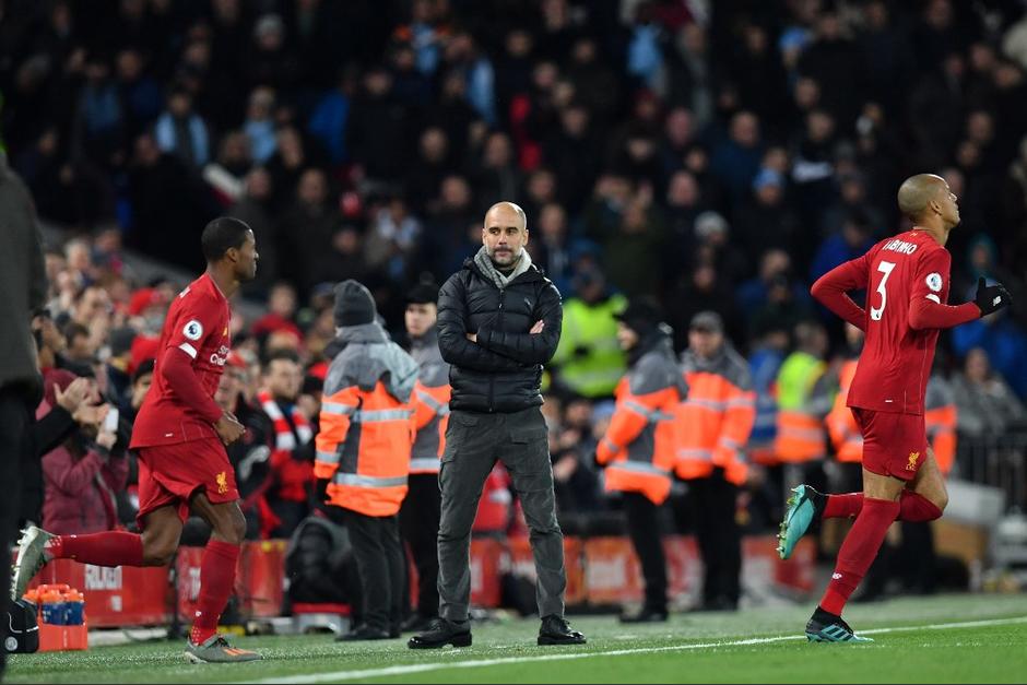Pep Guardiola sufrió la derrota en Anfield contra el Liverpool. (Foto: AFP)