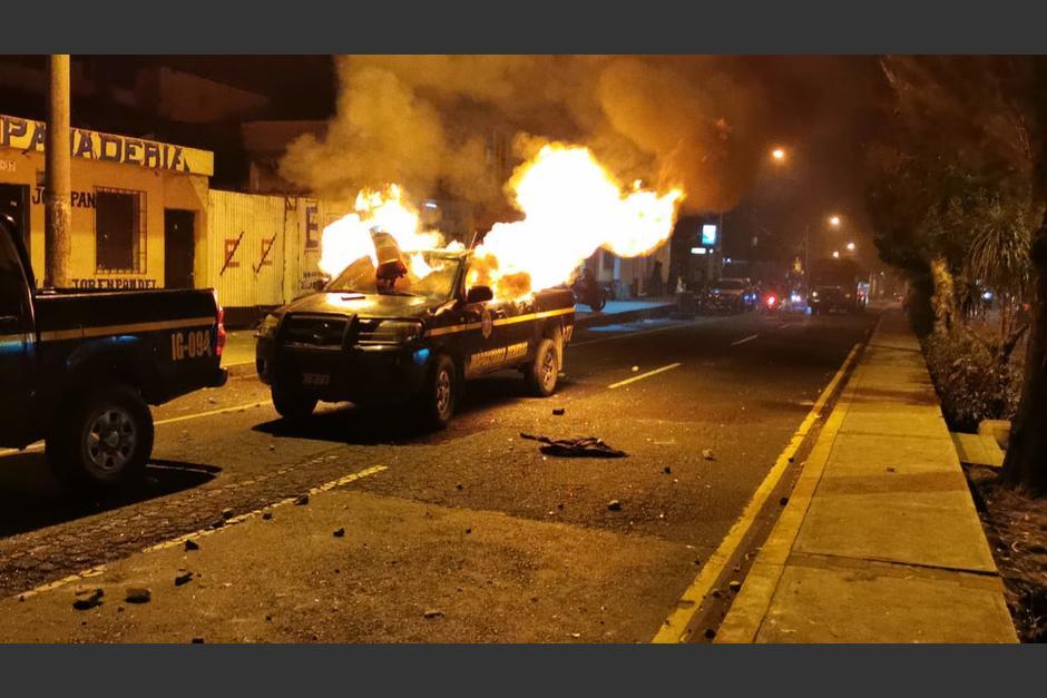 Así quemaron las patrullas en El Amparo II. (Foto PNC)