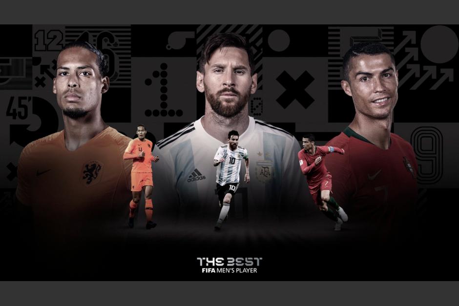 El defensor del Liverpool, Virgil van Dijk (I), Leo Messi y Cristiano Ronaldo (D), compiten como el mejor del año, según la FIFA. (Foto: FIFA en español)