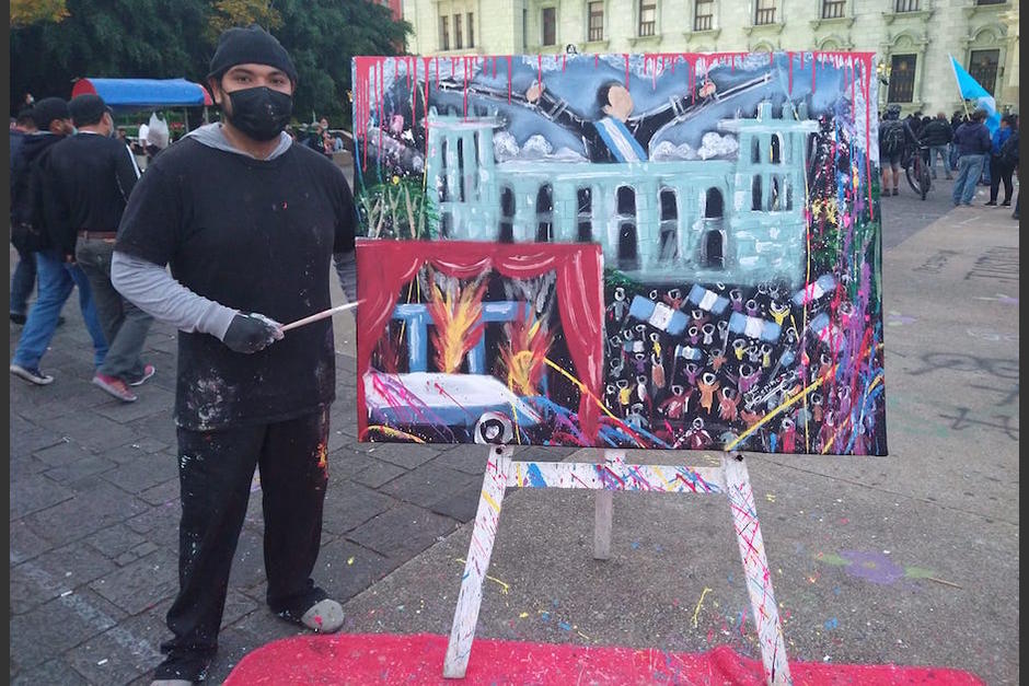 Erick Espinoza utiliza la pintura expresionista para manifestar su indignación ante las autoridades. (Foto: Facebook)