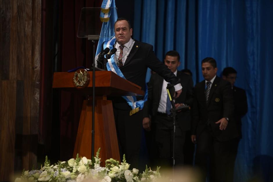 Alejandro Giammattei realiza su primer su primer mensaje a la nación ya juramentado como Presidente. (Foto: Wilder López/Soy502)