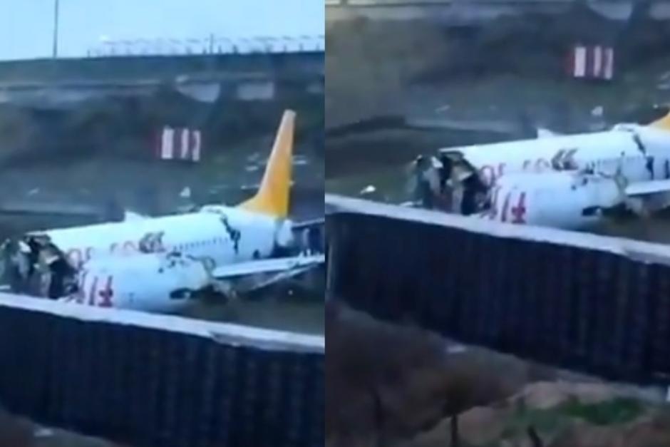 El avión se partió en dos. (Foto: redes sociales)&nbsp;