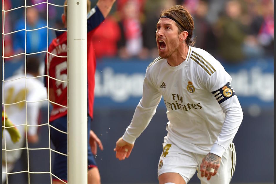 El grito de gol de Sergio Ramos, tras la segunda anotación del Real Madrid. (Foto: AFP)