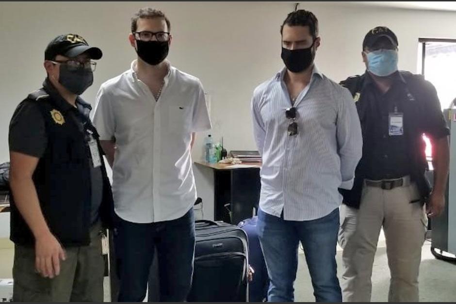 Luis Enrique y Ricardo Alberto Martinelli Linares, hijo del expresidente de Panamá, fueron capturados por petición de EE.UU. en Guatemala. (Foto: PNC)