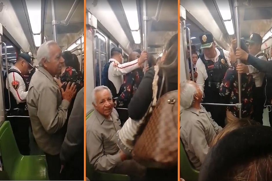 Una mujer intentó bajar a la fuerza a un abuelito en el metro de la ciudad de México. (Foto: Captura de video)