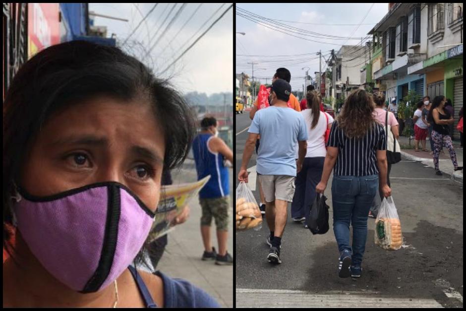 Cientos de personas abarrotaron las tiendas de barrio para adquirir productos de primera necesidad. (Fotos: Evelyn de León/Soy502)
