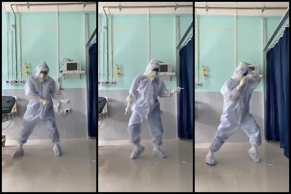 El médico sorprende con sus pases de baile. (Fotos: captura de pantalla)&nbsp;