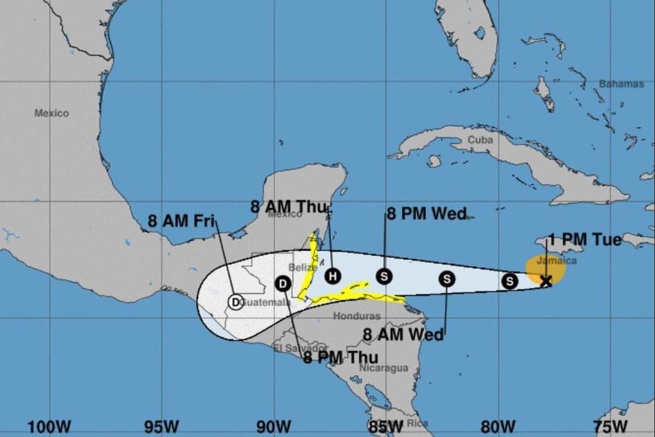 La tormenta tropical "Nana" llegará a Guatemala este jueves. (Foto: Conred)