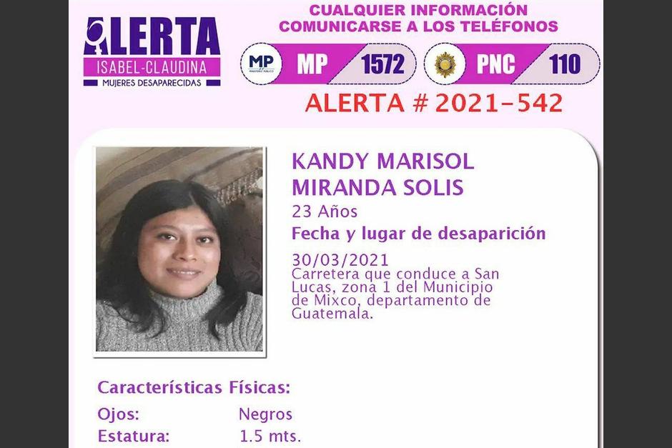 Kandy Marisol Miranda, abogada y defensora de los derechos de las mujeres, desapareció el martes. (Foto: Alertas Isabel Claudina)