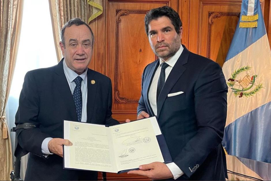 El presidente Alejandro Giammattei se reunió con el actor mexicano Eduardo Verástegui. (Foto: Instagram)