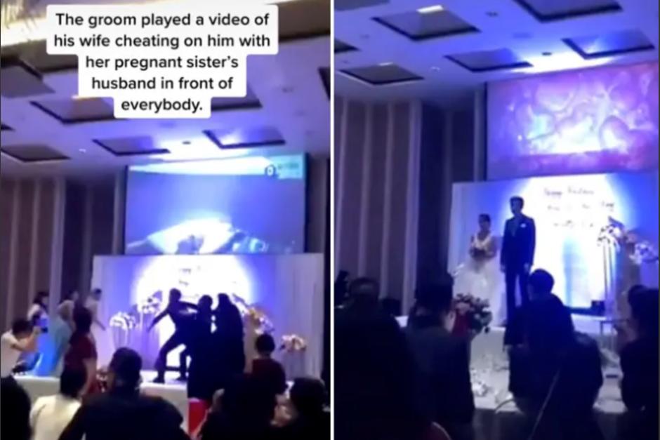 Un hombre exhibió la infidelidad de su novia en plena celebración de boda. (Foto: captura video)