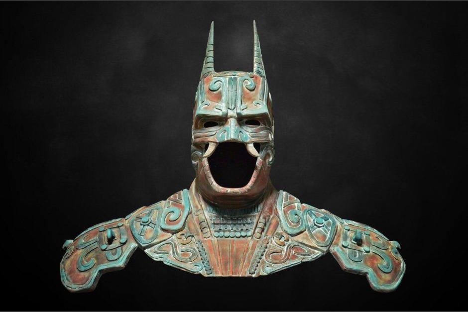 La escultura de Batman con indumentaria maya fue creada por Christian Pacheco Quijano para el 75 aniversario de creación del super héroe. (Foto: Ancient Origins)