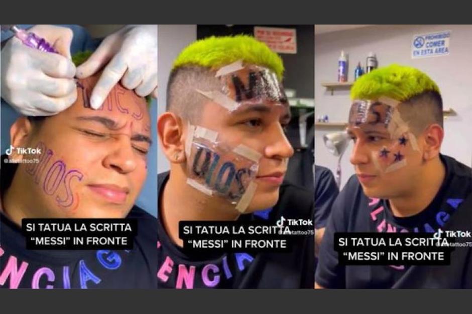 Un influencer se tatuó el nombre de "Messi" en el rostro después que Argentina ganó la Copa del Mundo. (Foto: Captura de video)