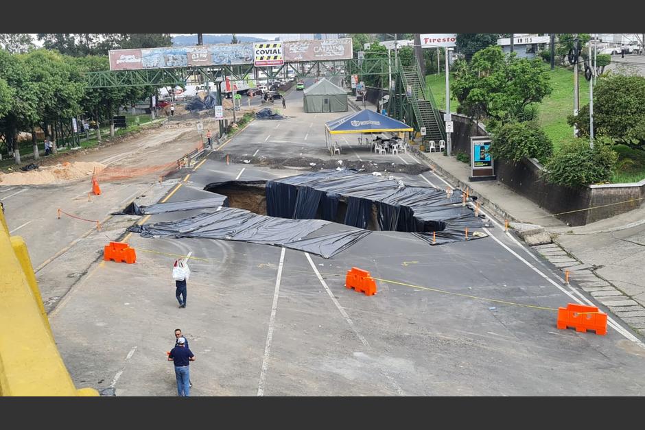 Tensión entre los vecinos de Villa Nueva y sectores cercanos por ampliación del agujero en la ruta al Pacífico. (Foto: Municipalidad de Villa Nueva)