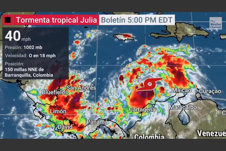El fenómeno podría fortalecerse y convertirse en huracán a su llegada a Nicaragua. (Captura Video)