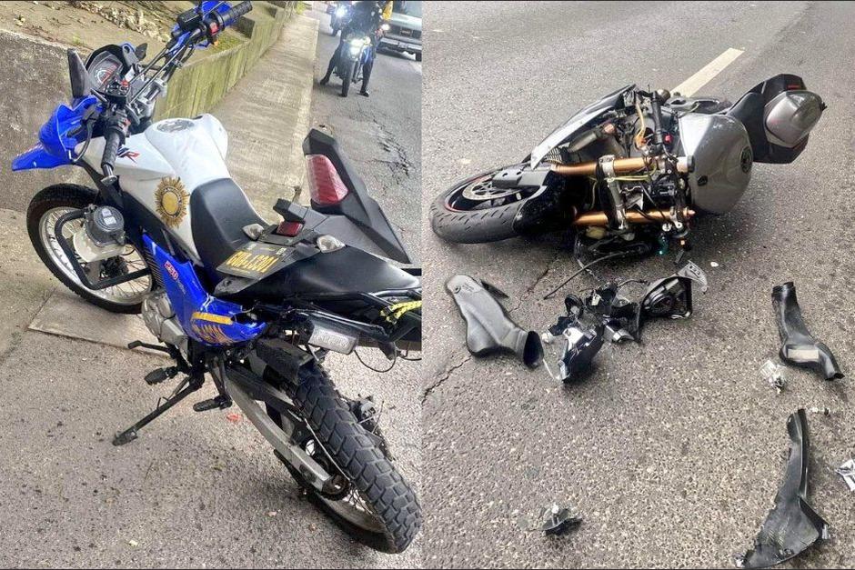 Una motocicleta de la PNC se vio involucrada en un hecho de tránsito en carretera a El Salvador. (Foto: RRSS)