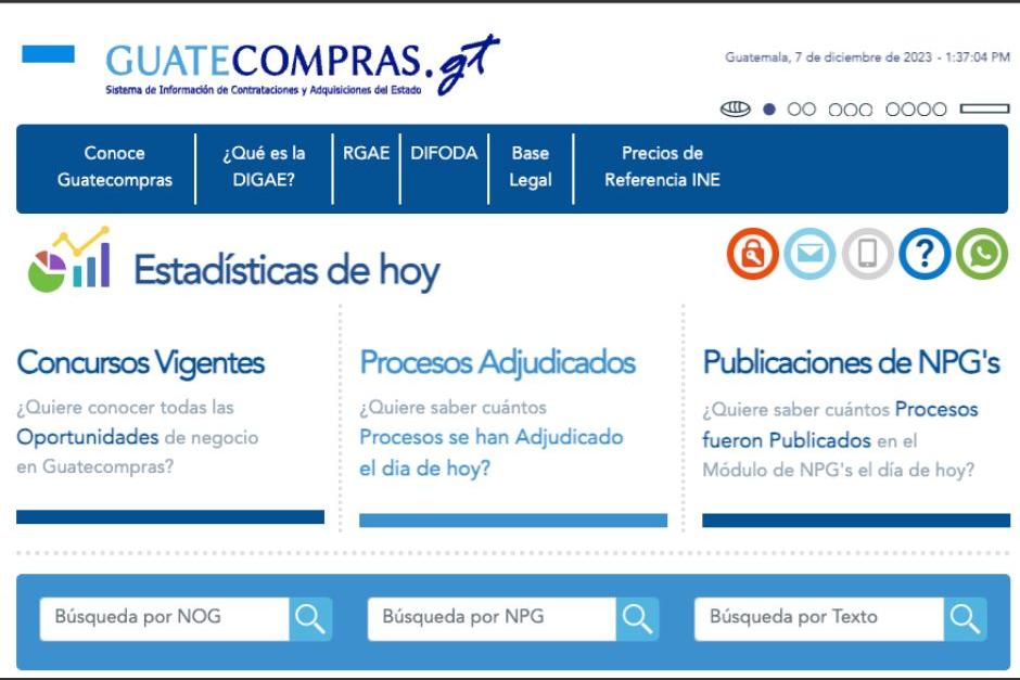 El portal de Guatecompras ya fue restaurado. (Foto: Captura de pantalla/Soy502)