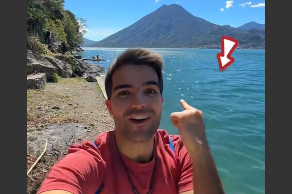 El tiktoker español dedicó un video al Lago de Atitlán y el curioso fenómeno natural del Xocomil. (Foto: captura de video)