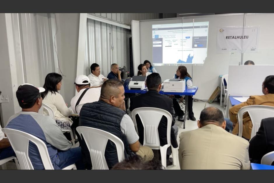 La Junta Electoral Departamental de Retalhuleu realiza la segunda audiencia de revisión de escrutinios. (Foto: captura de pantalla)