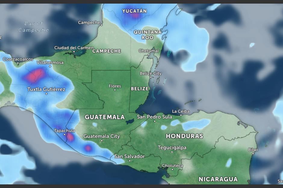 Los pronósticos indican la probabilidad de lluvia en Guatemala. (Foto: Zoom Earth)