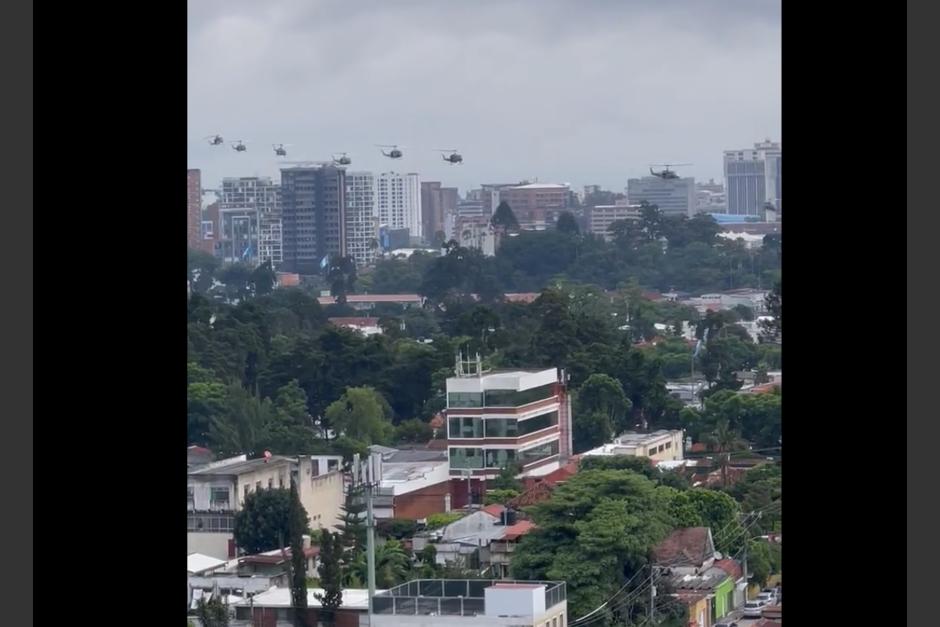 Un sobrevuelo en la Ciudad de Guatemala sorprendió esta mañana de jueves 29 de junio.&nbsp; (Foto: captura de pantalla)