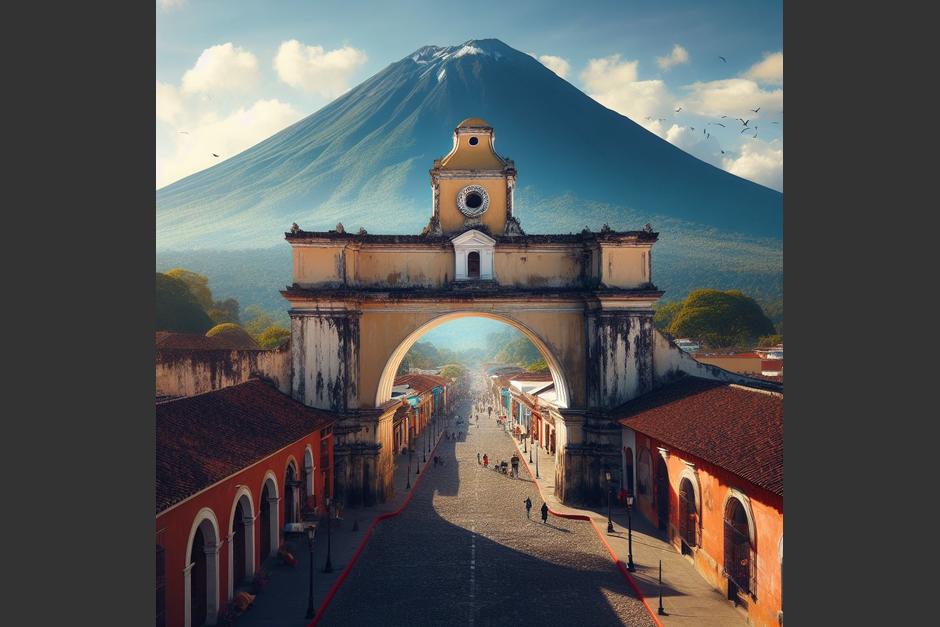 Arco de Santa Catalina, en Antigua Guatemala, según la IA. (Foto: IA/Inguat)