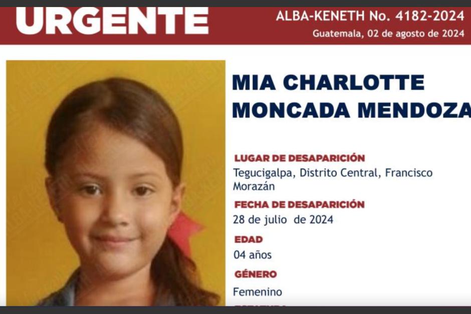 Piden ayuda para ubicar a la pequeña Mía Charlotte, desaparecida en Honduras y buscada en Guatemala. (Foto: Alba-Keneth)&nbsp;