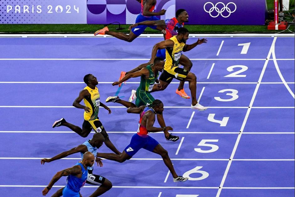 Meta de la carrera masculina de 100 metros llanos de los Juegos Olímpicos. (Foto: AFP/Soy502)