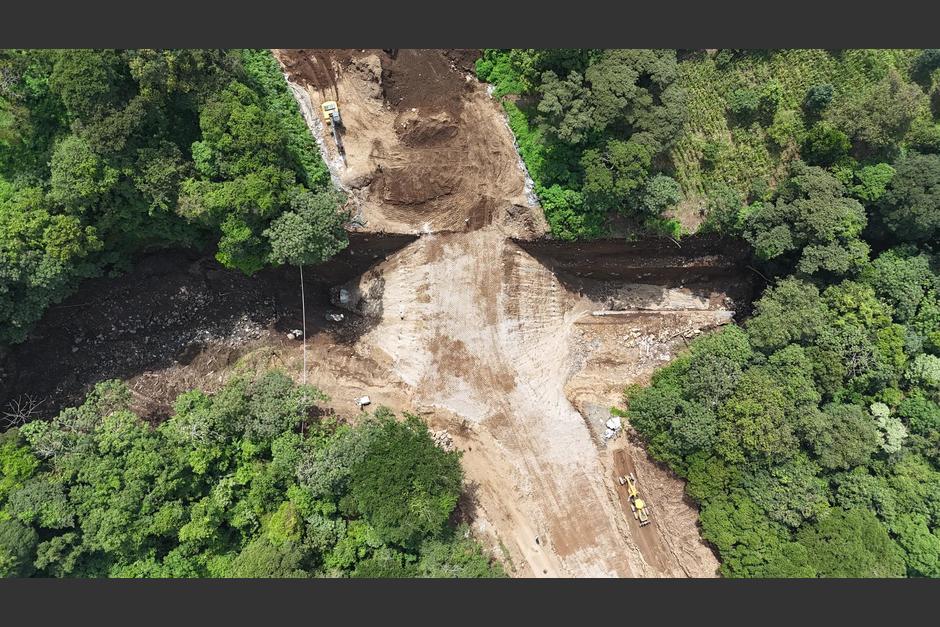 Imágenes con dron tomadas por el equipo de Soy502 en el área del socavamiento en la ruta Palín - Escuintla. (Foto: Wilder López/Soy502)