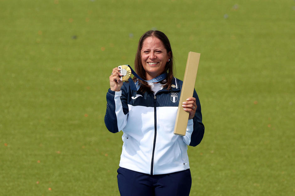 Adriana Ruano hizo vibrar a los guatemaltecos que estuvieron pendientes de la final de tiro de caza donde se adjudicó la medalla de oro. (Foto: Comité Olímpico Guatemalteco)