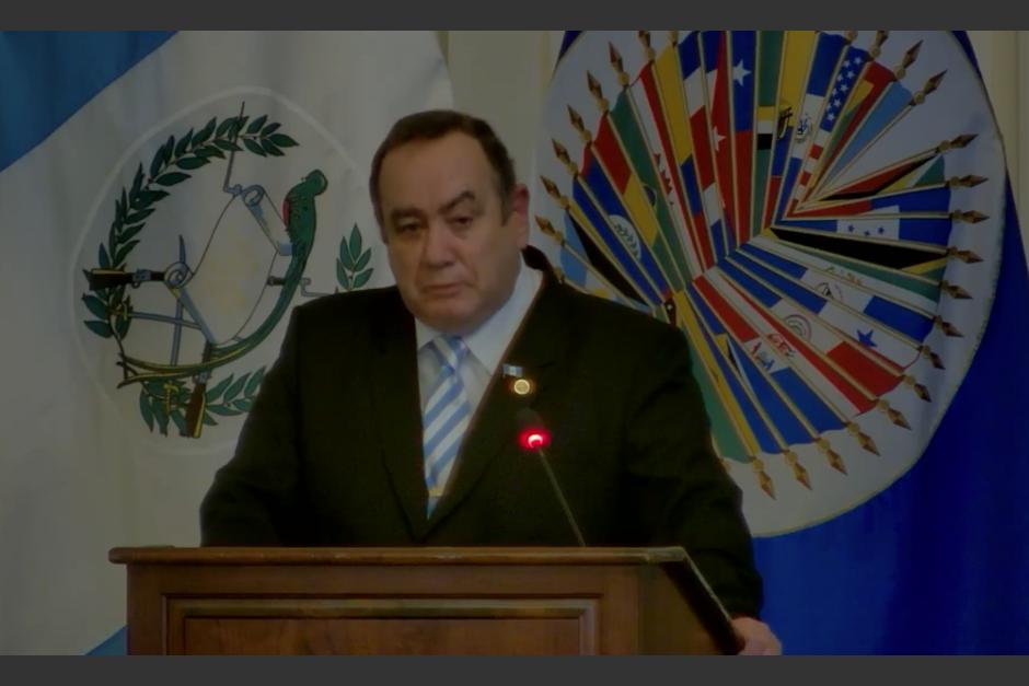 El presidente Alejandro Giammattei se dirigió ante el Consejo Permanente de la OEA. (Foto: Captura de video)