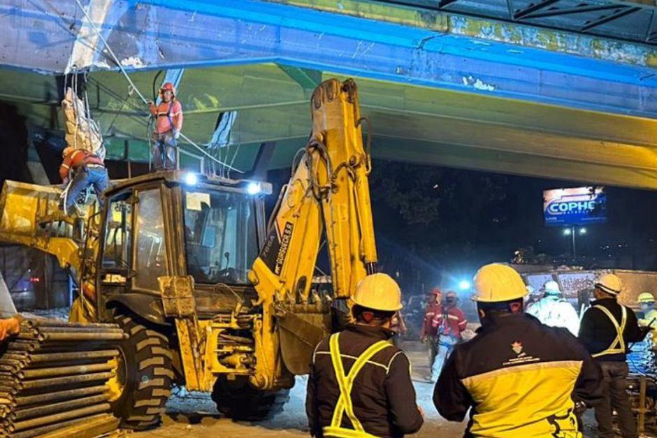 Estos son los avances en el puente Bran, en donde un tráiler se accidentó y causó daños a la estructura. (Foto: Municipalidad de Guatemala)