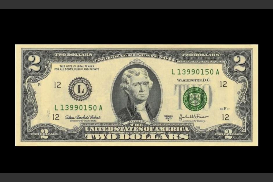 El billete de dos dólares por el que los coleccionistas podrían pagar al menos USD$150 mil dólares. (Foto: Terra.com)