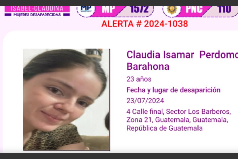 Piden ayuda para ubicar a Claudia Isamar, joven madre desaparecida junto con su hijo. (Foto: Isabel-Claudina)&nbsp;