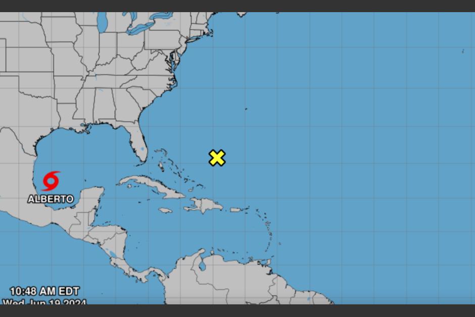 El NHC reportó este miércoles 19 de junio la formación de la tormenta tropical Alberto en el Golfo de México. (Foto: captura de pantalla)&nbsp;