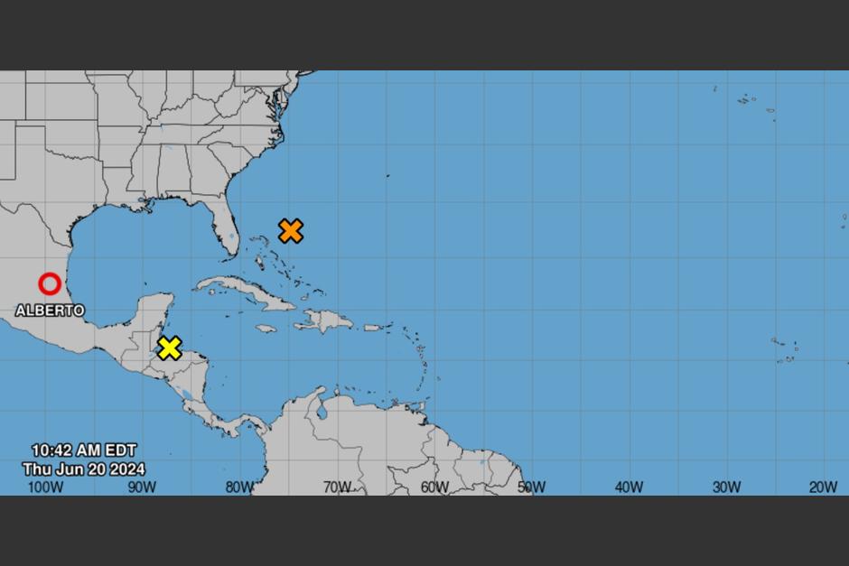 Tormenta "Alberto" se debilita y se convierte en depresión, en esta mañana de jueves 20 de junio. (Foto: captura de pantalla/NHC)