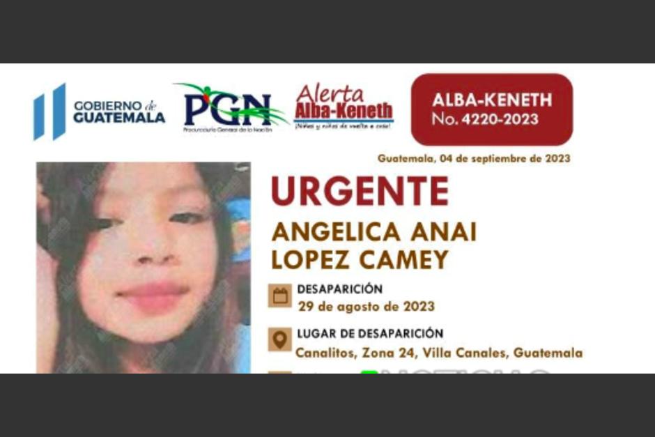 Angélica López, de 11 años tenía una alerta Alba Kenet. Fue localizada muerta en un pozo en canalitos. (Foto: captura de pantalla)