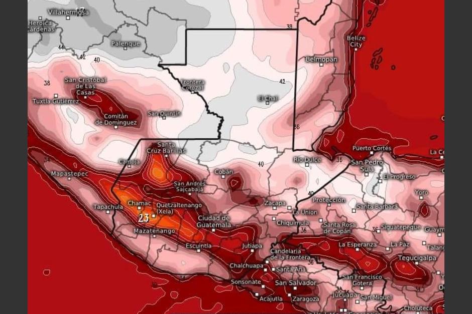 Imágenes satelitales han mostrado la ola de calor que afecta a Guatemala en este miércoles 8 de mayo. (Foto: Insivumeh)